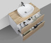 Trento 900 Double Drawer Cabinet - W.Oak & White 900X480X500Mm (Cabinet Only)