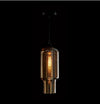 1xE27 CYLINDER Glass Pendant Black/Amber