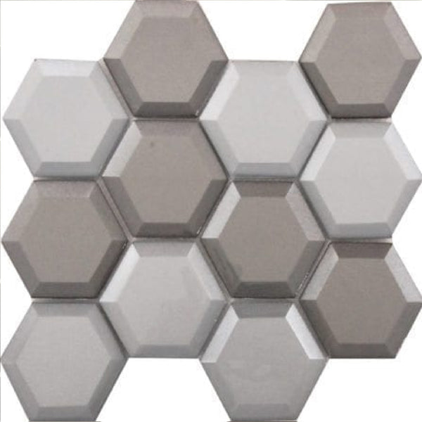 Prism Light Grey Hexagonal 73x73 223x258 (17 Sheet / m²)