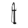 Round Freestanding Bath Mixer with Hand Spray - Matte Black