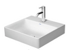 DuraSquare Countertop Basin, 50cm without overflow, 1 taphole, includes a ceramic free flow waste