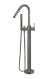 Round Freestanding Bath Mixer with Handshower Gun Metal
