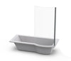 Tokyo Left HandShower Bath Polished White Incl. Curved Screen1700x750x400mm