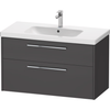 D-Code Vanity Unit Wall Mounted 2 Drawers Graphite Matt with Chrome Handle