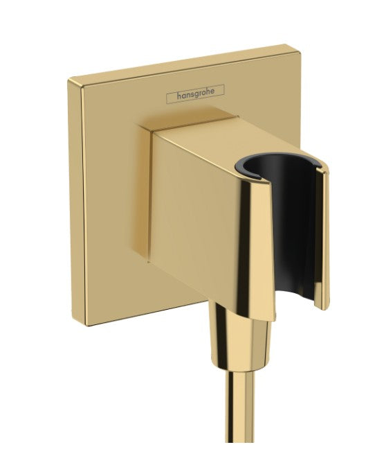 Hansgrohe Fixfit E Wall Outlet With Shower Holder Polished Gold Optic