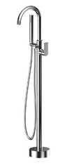 Silk Chrome Round Free Standing Bath Mixer with Hand Shower