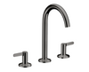3-hole Basin Mixer 170, Lever Handles, Push-open Waste Set Polished Black Chrome