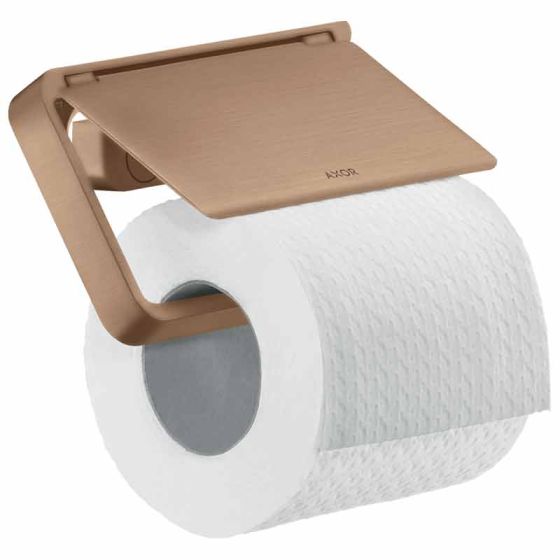 AXOR Universal Softsquare Toilet paper holder with cover Brushed Red Gold