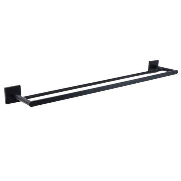 Mint Square Double Towel Rails 600mm - Black