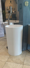 Solid Surface Fluted Basin Pedestal Matt White 500x500x850mm