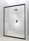Lave Seine Adjustable Slider Door Fully Framed 1200-1400x2000mm (5mm) - Black Frame Clear Glass