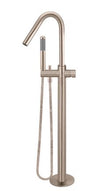 Round Pinless Freestanding Bath Mixer with Hand Shower Champagne