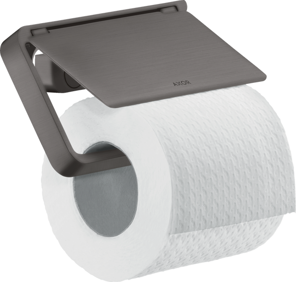Universal Toilet Paper Holder With Cover Brushed Black Chrome