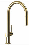 Hansgrohe Talis M54 Single Lever Kitchen Mixer 210, Pull-Out Spout, 1Jet Polished Gold Optic