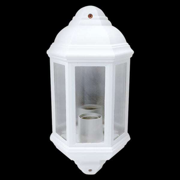 1xE27 Half Lantern IP44 Polypropylene WH