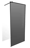 Shower Screen Pyrenees Black 900x2000 With Ext Arm 8mm Smoked Glass