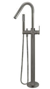 Round Paddle Freestanding Bath Mixer with Handshower Gun Metal