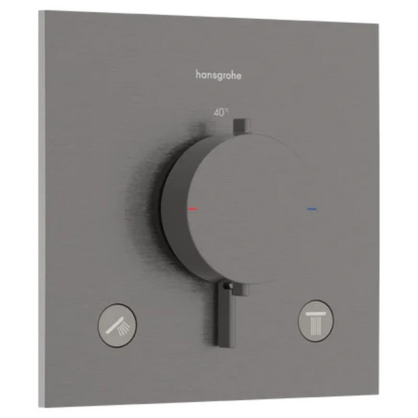 Ecostat Comfort E Thermostat for Concealed Installation for 2 Functions - Brushed Black Chrome