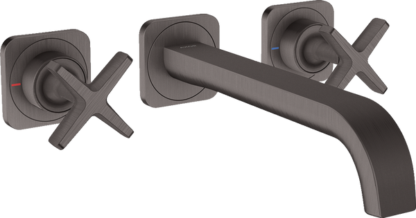 Citterio E 3-hole Basin Mixer For C/I Wall-mounted W/S 220mm And Escutcheons Brushed Black Chrome