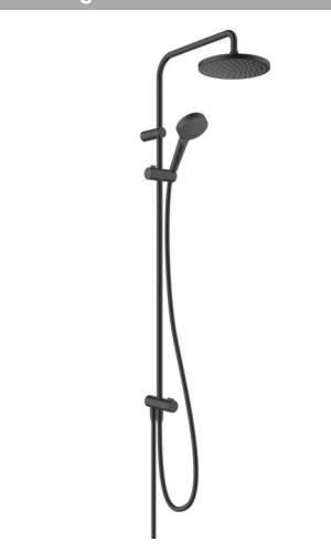 Hansgrohe Vernis Blend Showerpipe 200 1Jet Ecosmart Reno Matt Black