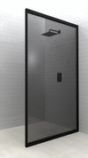 Lave Madine Universal Return Panel Full Framed 900x2000mm (5mm) - Black Frame Smoke Glass