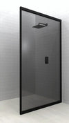 Lave Madine Universal Return Panel Full Framed 900x2000mm (5mm) - Black Frame Smoke Glass