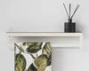 White Single Towel Rail With Powder Coated 3Cr Mild Steel And Solid Ash Shelf 550X130X75mm