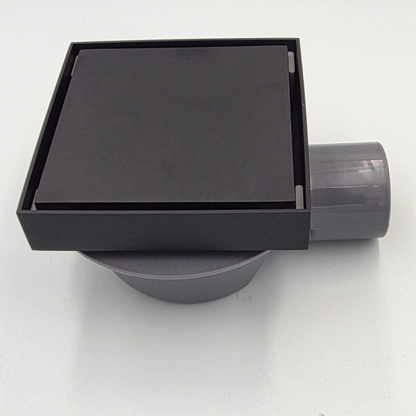 120MM Reversible Square Solid Shower Trap - Matt Black