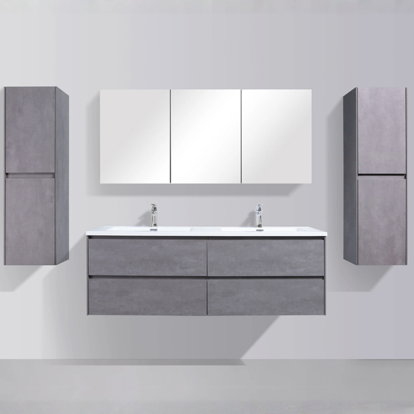 Enzo 1500 Concrete Four Draw Vanity Set