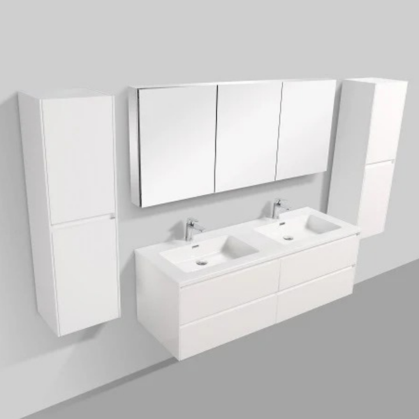 Enzo 1500 White Four Drawer Vanity Set
