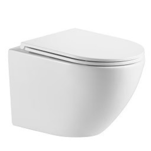 Gio Alvito White Rimless Wall Hung Pan With Soft-Close Seat