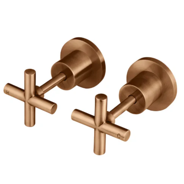 Meir Cross Handle Jumper Wall Tap Set - Lustre Bronze