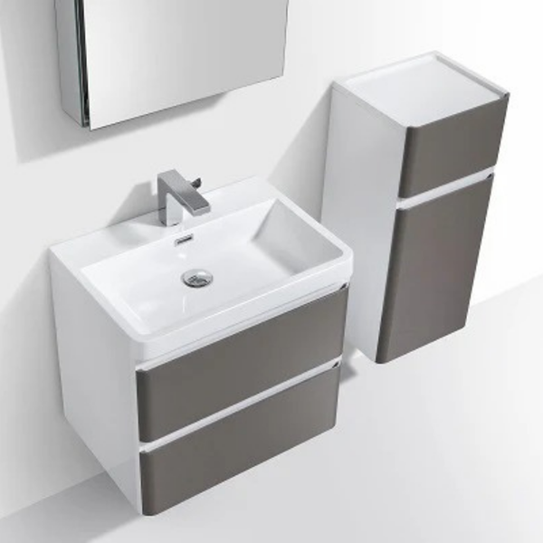 Milan 900 Gloss Grey Double Draw Vanity Set