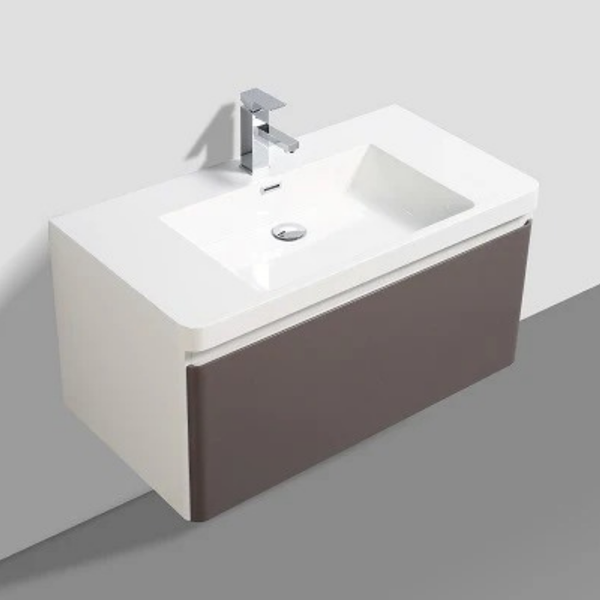 Milan 900 Gloss Grey Single Draw Vanity Set