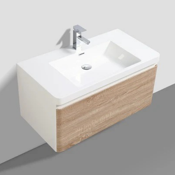 Milan 900 White Oak Single Draw Vanity Set