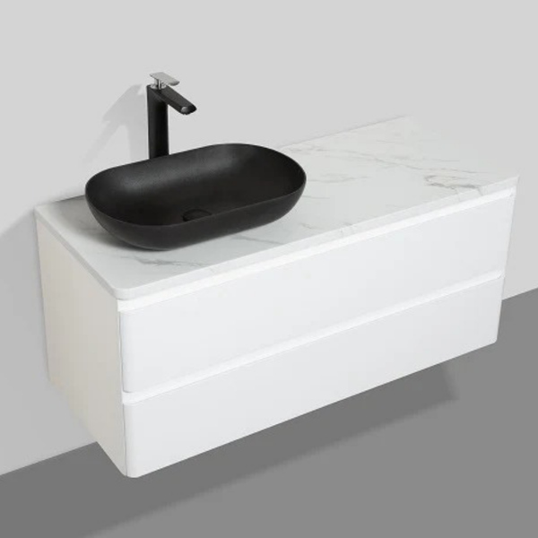 Santorini 1200 Black Basin Double Draw Vanity Set