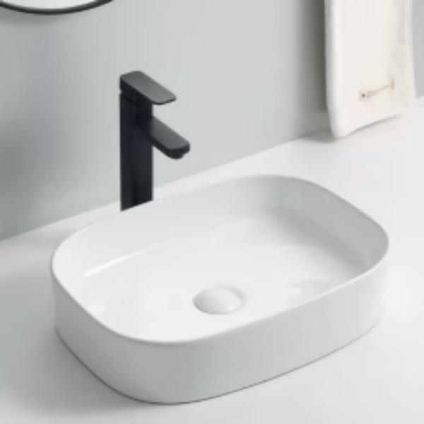 Surface Mounted Ceramic Basin White