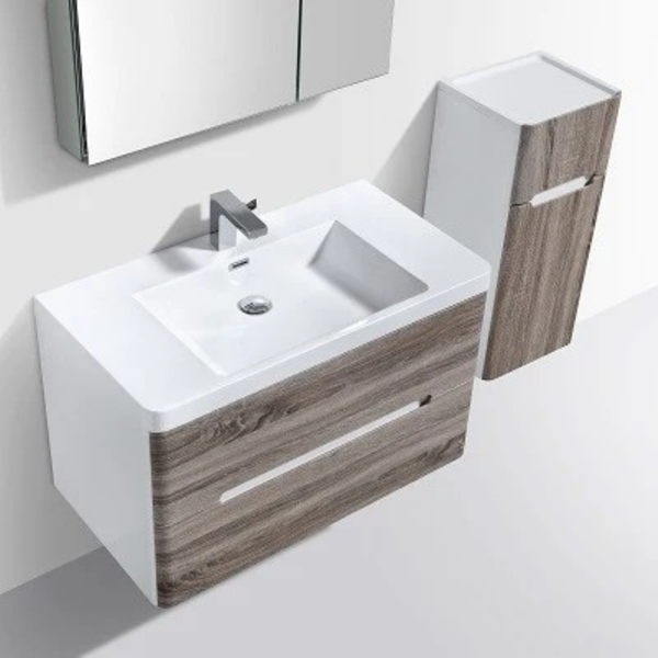 Venice 900 Silver Oak & White Double Draw Vanity Set