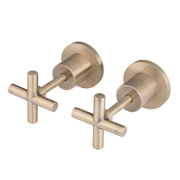 Wall Tap Set Coss Handle Basin Hot & Cold Tap Brushed Champagne Excluding Concealed Part