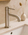 Blutide Neo basin mixer in brushed stainless steel