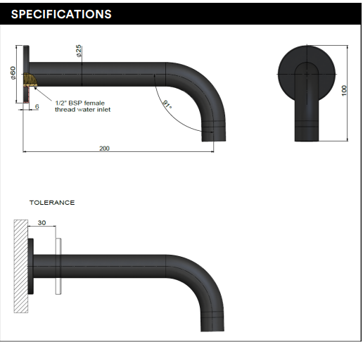 Basin Spout Long Wall-Type Basin Spout Tiger Bronze (MBS05-PVDBB)