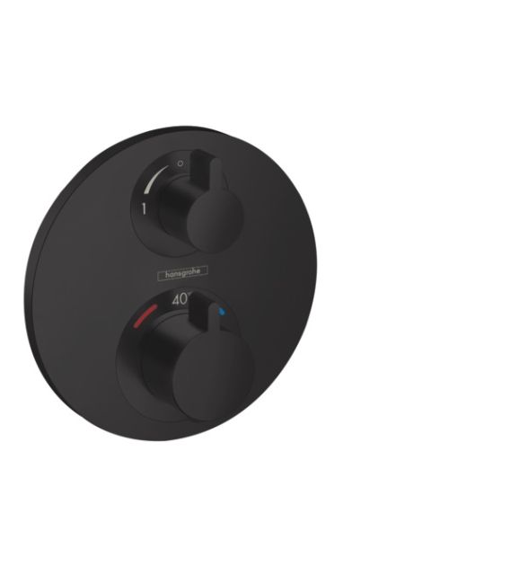 Ecostat S Thermostat for concealed installation for 2 functions Matt Black