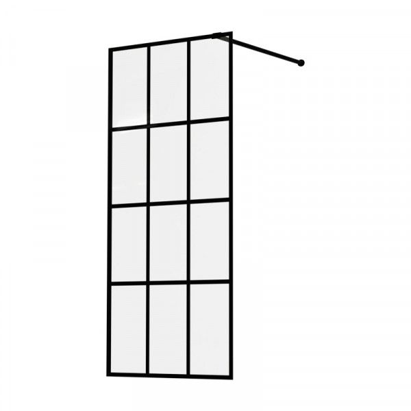 Optic Décor Shower Door Screen With Stabilizer And Foot Block 1000x2000x6mm Black
