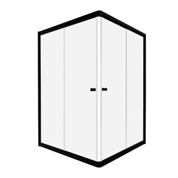 Shower Corner Entry Sliding Doors 1000x1000mm Black/Clear