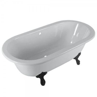 Clifton Slipper Freestanding Bath Polished White Black Feet 1680x700x550mm