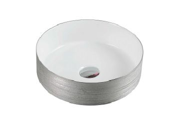 Sianna Countertop Basin Polished White & Silver 355x355x120mm