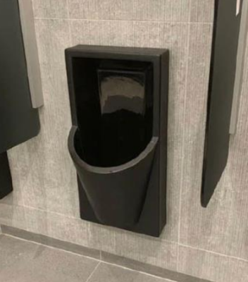 Urinal - Black 600x400x300 Back Entry Solid Composite