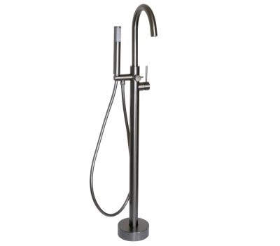 Round Gunmetal Free Standing Bath Mixer with Handshower