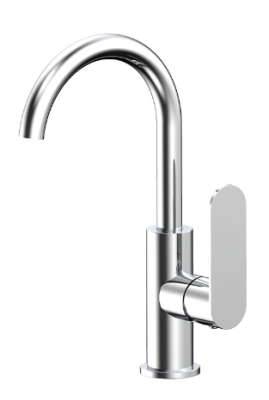 Satin Chrome Gooseneck Basin Mixer