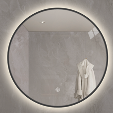 Led Amalia Black Framed Round Mirror 900-5mm IP44